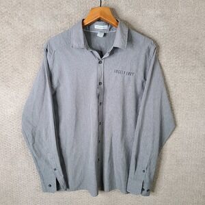 North End Sport Shirt Mens L Gray Angels Envy Whiskey Button Down Polyester